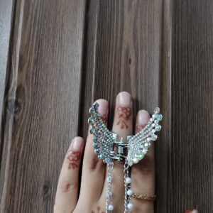 Silver Angel Wing Pearl Hair Claw Clip