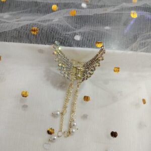 Golden Angel Wing Pearl Hair Claw Clip