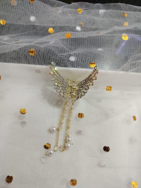 Golden Angel Wing Pearl Hair Claw Clip