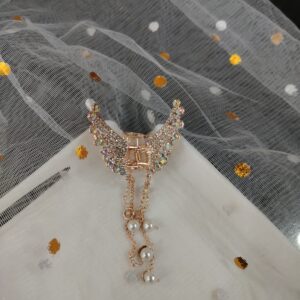 Rose Gold Angel Wing Pearl Hair Clip Claw