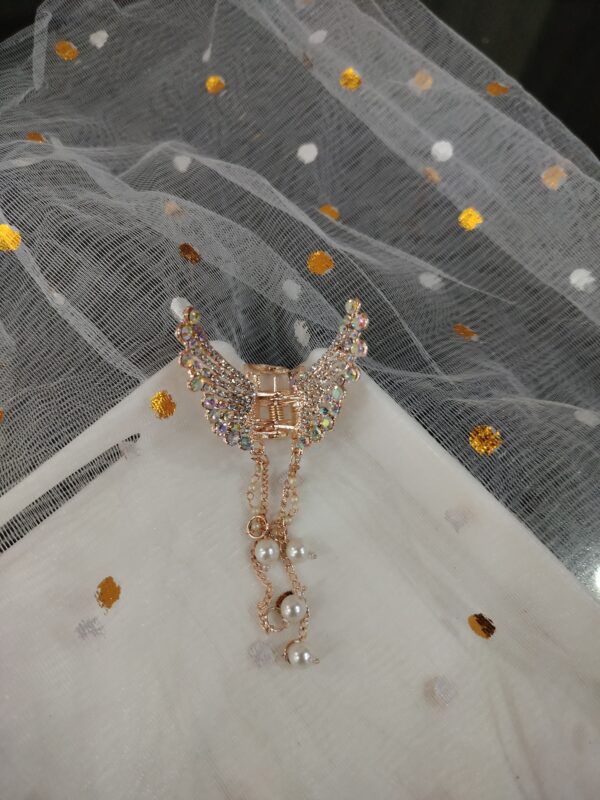 Rose Gold Angel Wing Pearl Hair Clip Claw
