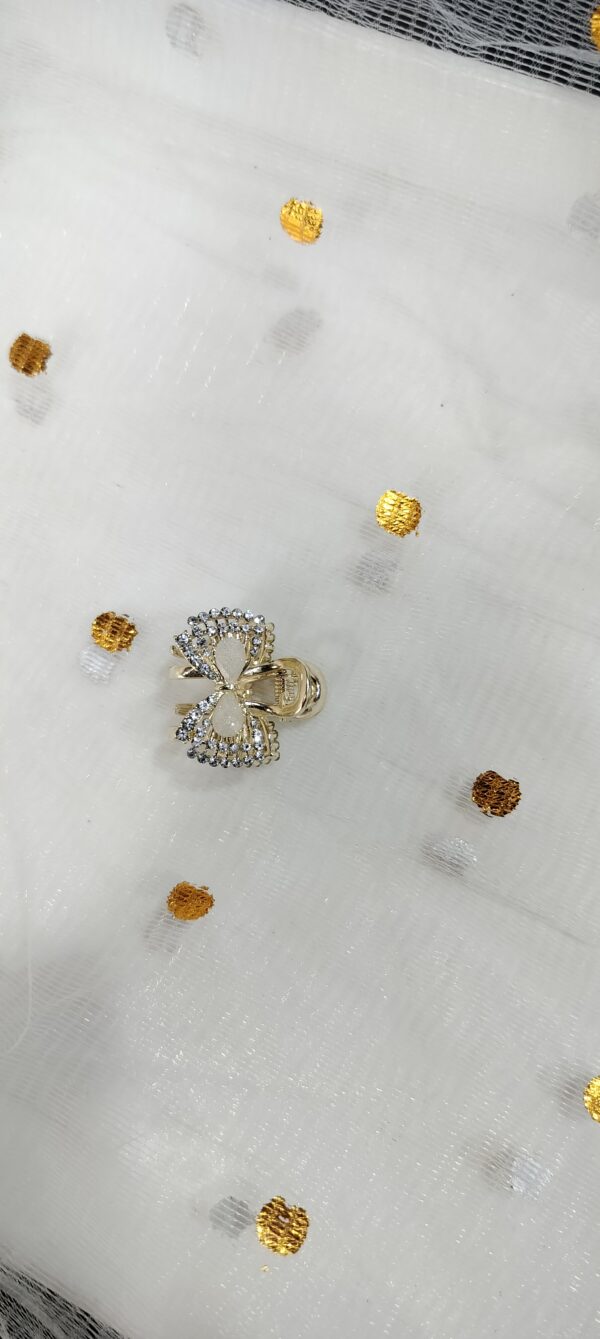 Ivory Bow Crystal Hair Clutcher