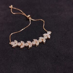 Golden Adjustable Floral Charm Bracelet