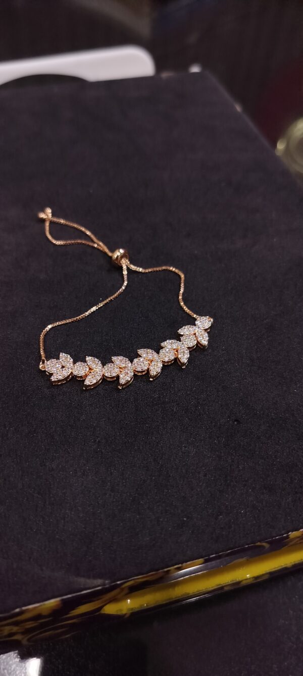 Golden Adjustable Floral Charm Bracelet