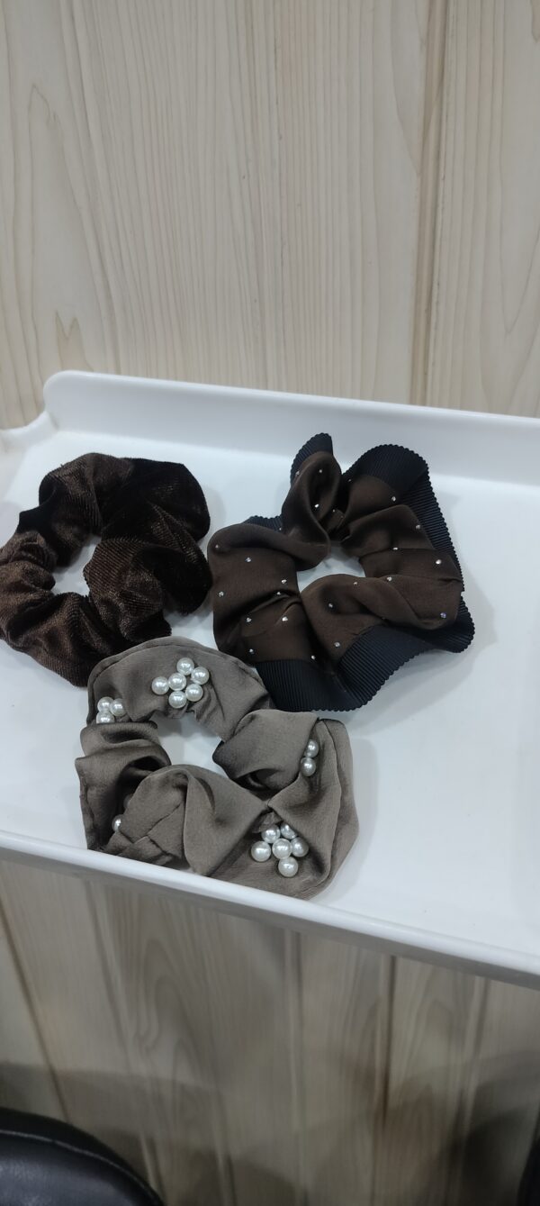 Coffee Pearl Studded Scrunchie